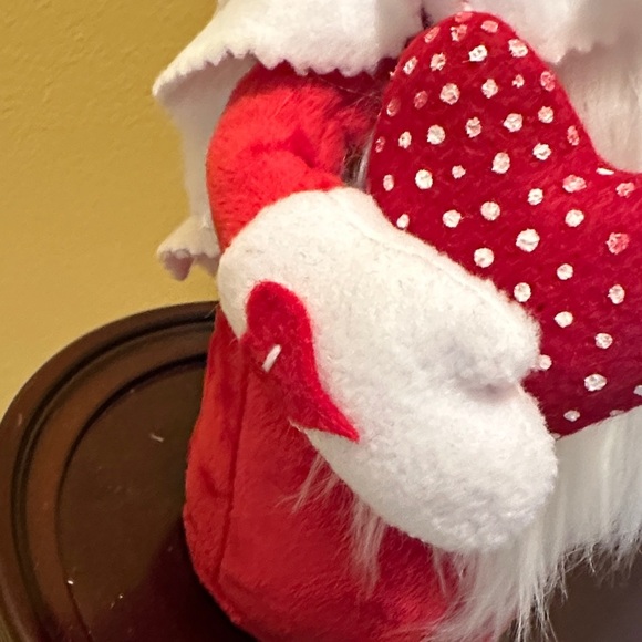 Adorable “New” Valentines Plush Gnome Doll Pumpkin and Flower Hat hanging hearts - Picture 8 of 10